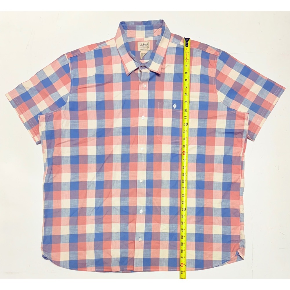 LL Bean Traditional Fit Plaid Short Sleeve Button Up Shirt Men's XXL Tall